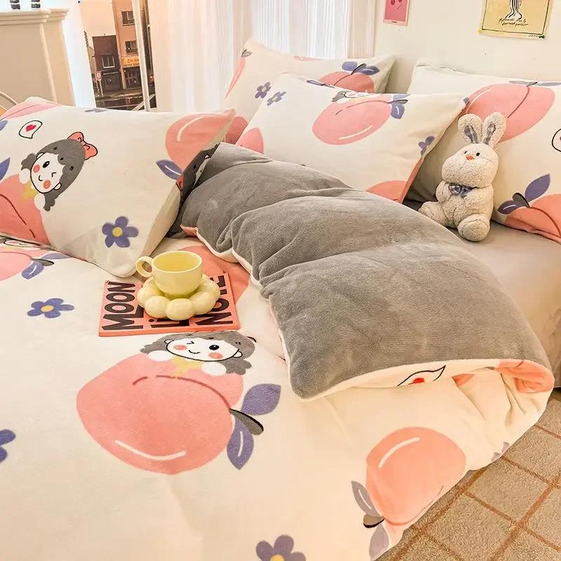 150x200cm Printed Plush Duvet Cover Winter Warm Constant Temperature AB Style Bed Sack Home Furnishing Children Bedding Article