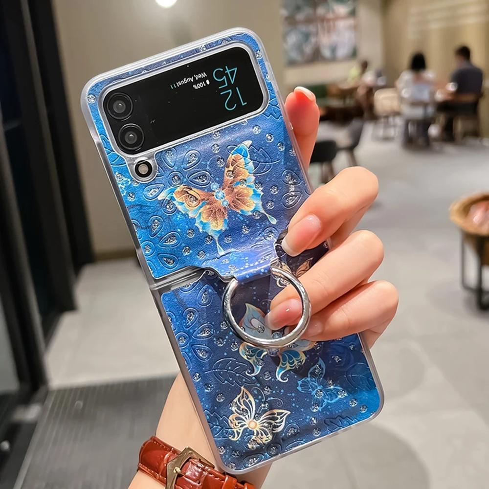 

Чехол Funda для Samsung Galaxy Z Flip 6 5 4 3 Owl Butterfly Flash Drilling Shockproof Protetcion Чехол для мобильного телефона Samsung Z Flip 3
