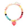 Chunky Beaded Choker, Colorful Acrylic Beads Necklace, Heart Pendant Choker for Women Summer Beach Vacation Jewelry