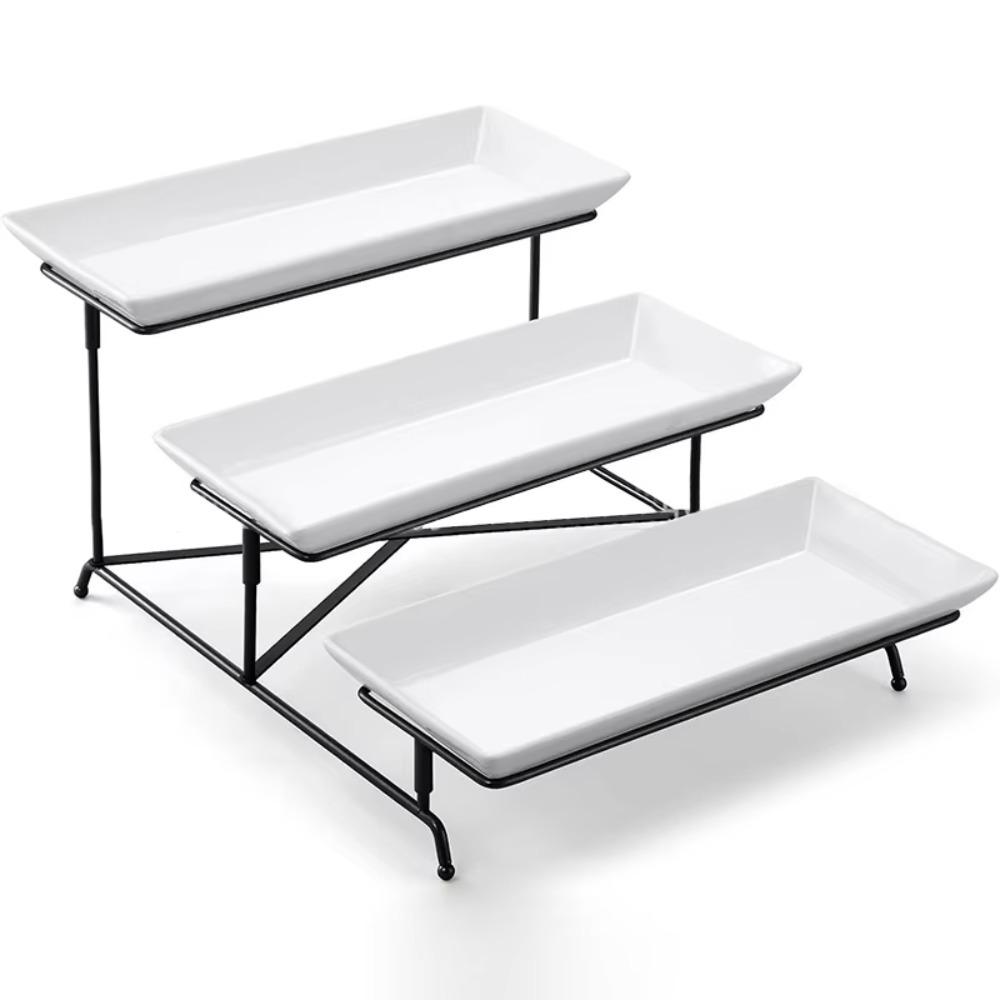with 3 Porcelain Serving Platters 3 Tier Serving Stand Food Display Display Cake Cupcake Tier Stand Party Entertaining Dessert