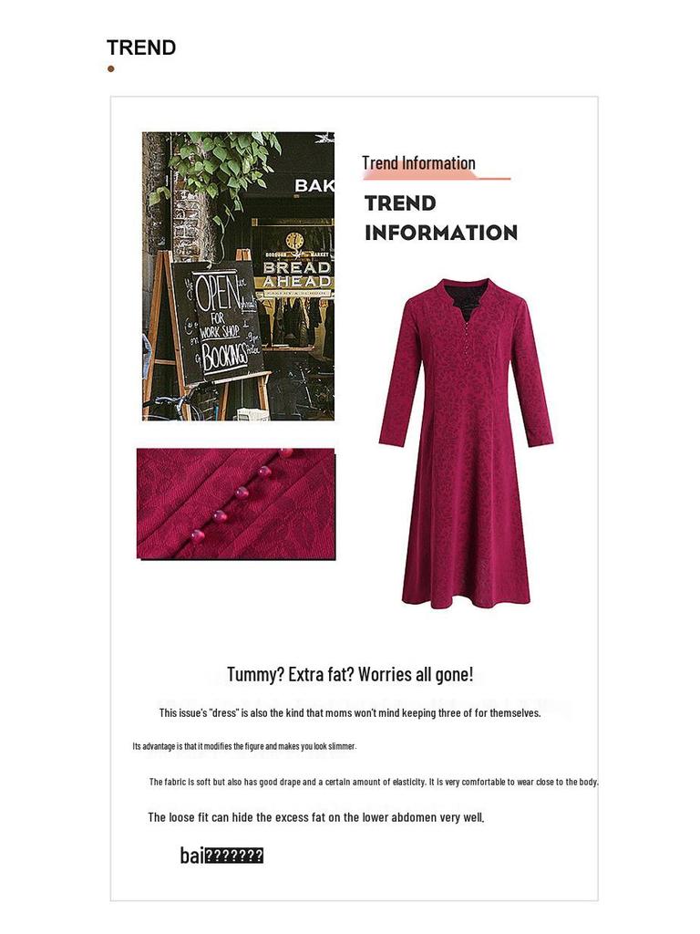 Mámino středně dlouhé plus size šaty s fleecovou podšívkou na jaro a podzim - Zeštíhlující střih pro dámy středního věku a starší