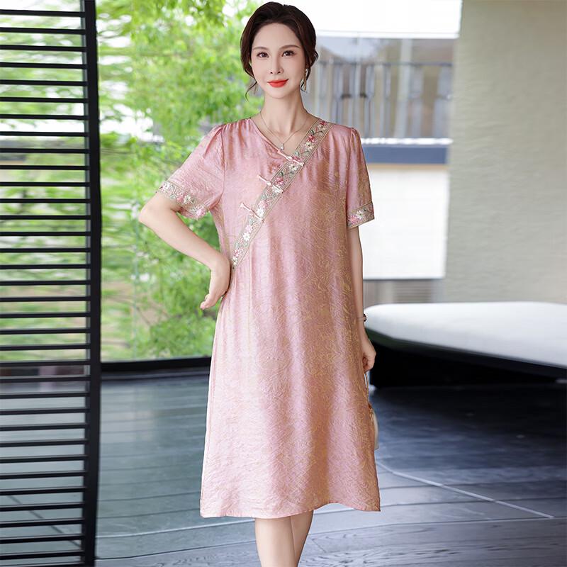 Yalu Women s New Chinese Style Embroidered Maxi Dress 4XL