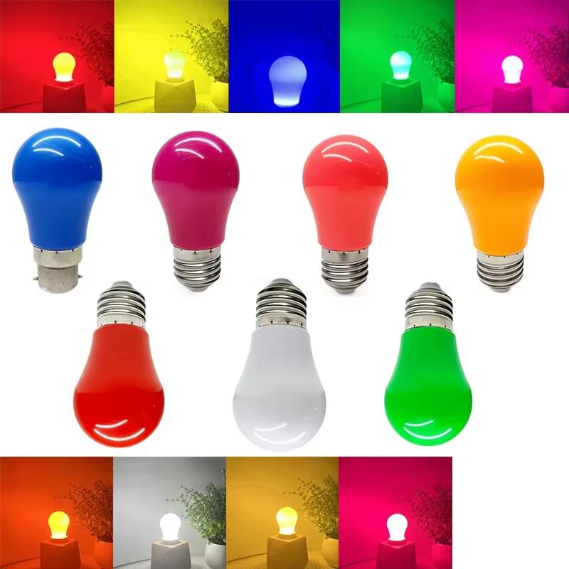 

1Pc Colourful E27 B22 Screw Base Pear Shape Lamp E27 110V 220V Light Bulb Pink Purple Red Blue White For Home Party 360°Lighitng 110V-220V&1pcs