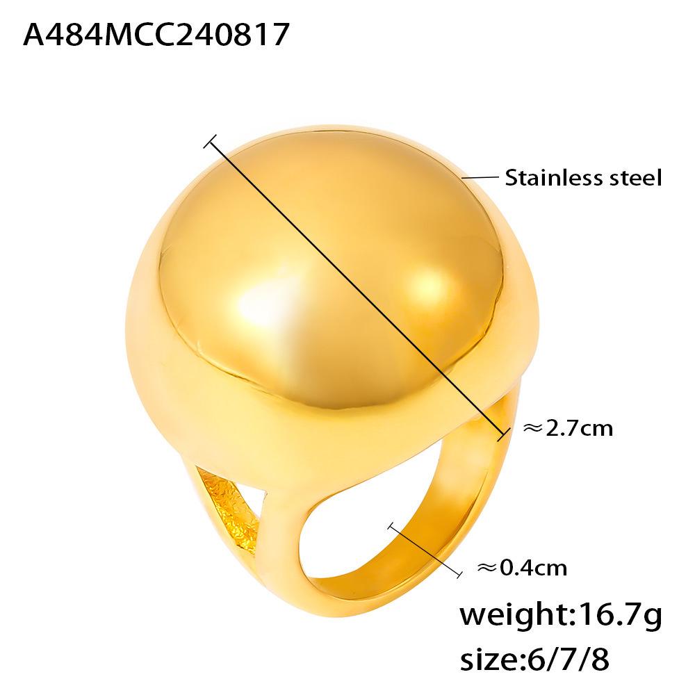 18k Gold-Plated Retro French Style Exaggerated Sphere Ring Size 7
