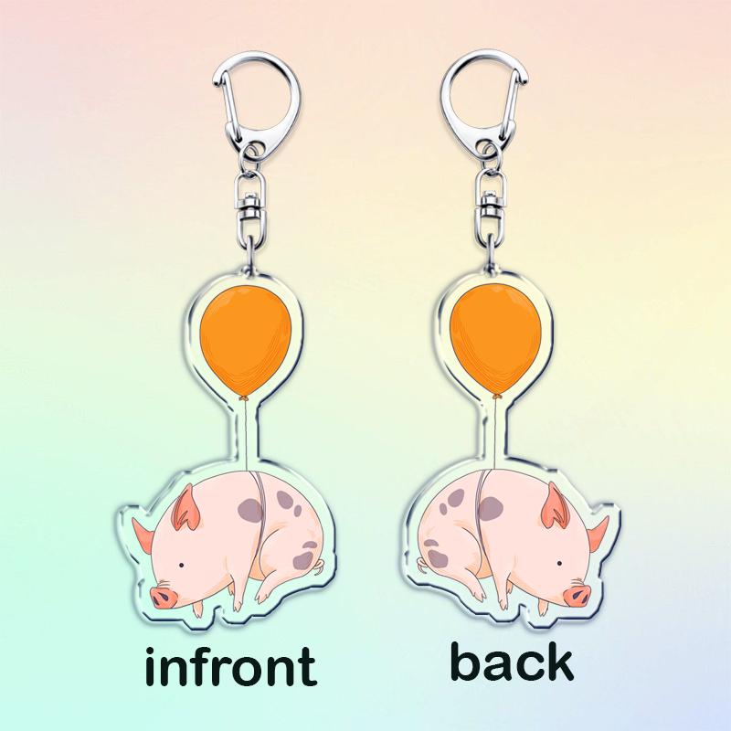 Cute Cartoon Flying Pigs with Balloons Keychain for Accessories Lovely Animals Keyring Jewelry Fans Friends Gifts