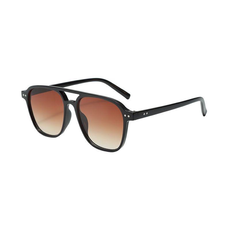 Men Double Bridge Aviator Sunglasses Korean Style Irregular Polygon Large Face Slimming Sun Glasses UV Protection Driving Outdoor Eyewear
