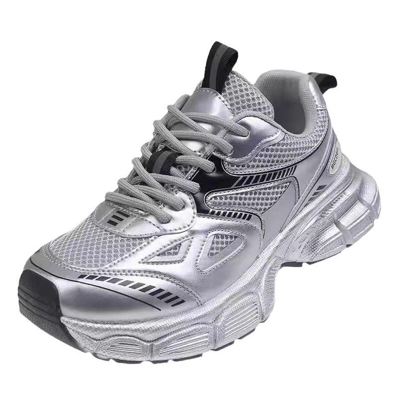 Girls' Sports Shoes silver Children's Dad Shoes New Autumn Girls' Breathable Casual Shoes Mesh Running Shoes