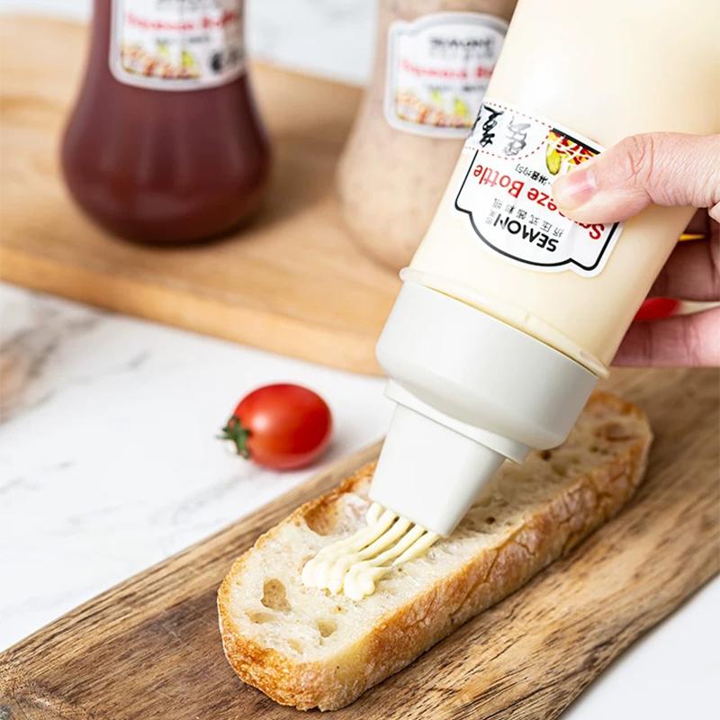 1/3 Stück Mehrzweck-Quetschflasche für Saucen, Lebensmittelechtes PP-Material Gewürzspender für BBQ, 350 ml Gewürzflasche für Salat