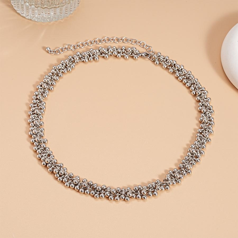 Металлическая круглая бусинная колье-цепочка на ключицы индивидуальный предмет декора в стиле холодного ветра