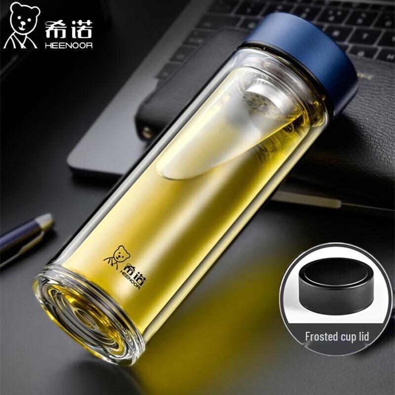 XINUO Double-Layer Glass Tea Infuser Cup with Lid