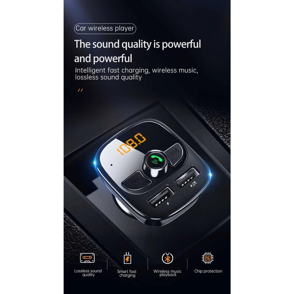 Car Mp3 Player Bluetooth 5.4 FM Transmitter Car Charger Adapter Dual USB Support TF Card & U Disk Hands-Free Call