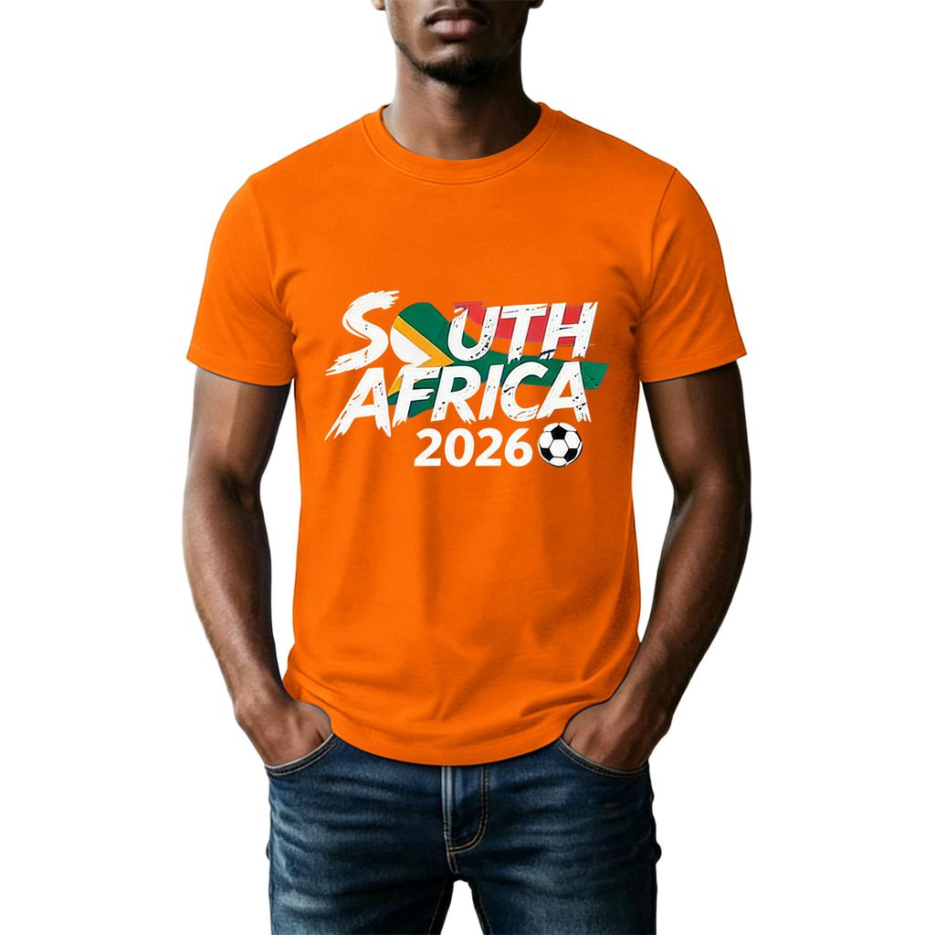 Unisex Voetbal Fan Shirt Zuid-Afrika 2026 Support Shirt Casual Top met Korte Mouwen voor Voetbal Evenementen en Sportactiviteiten