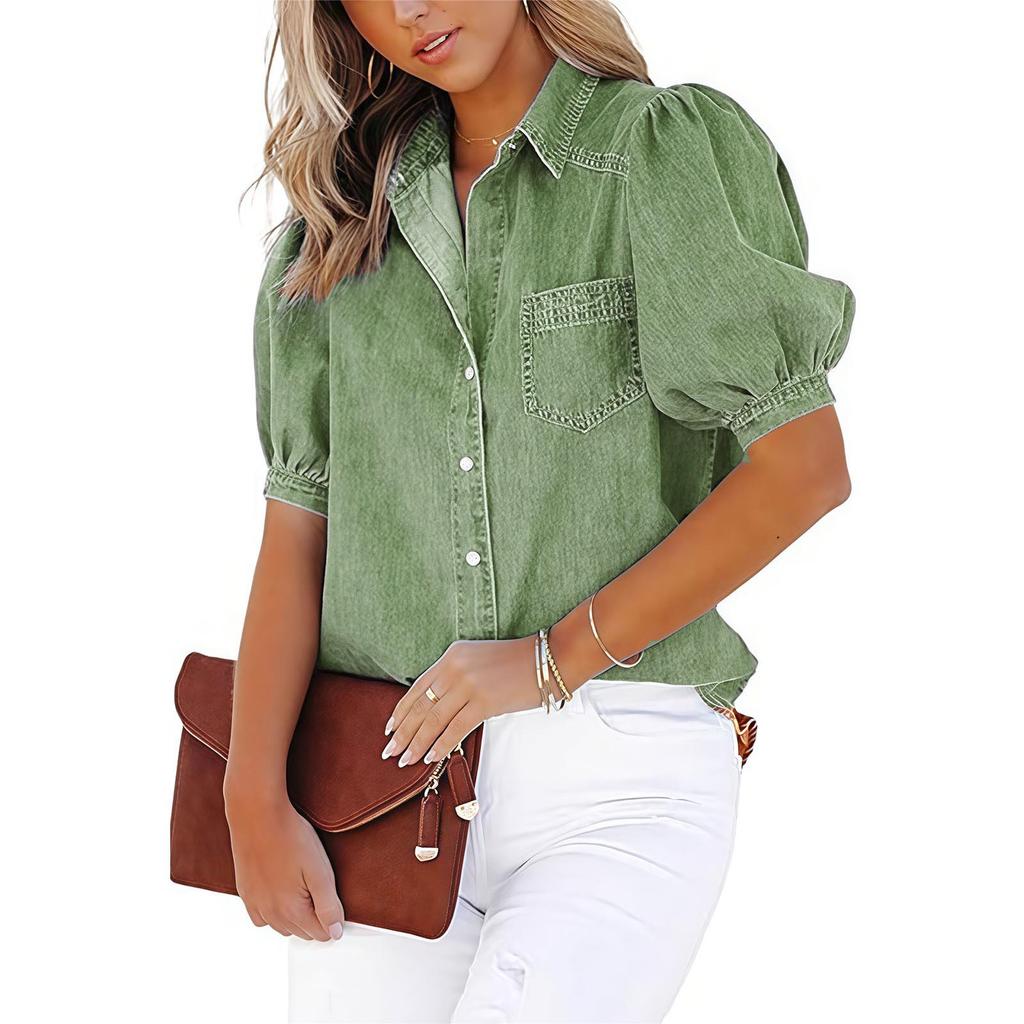 2026 Spring/Autumn European Style Multi-color Women's Imitation Denim Cardigan Shirt, Various Sizes