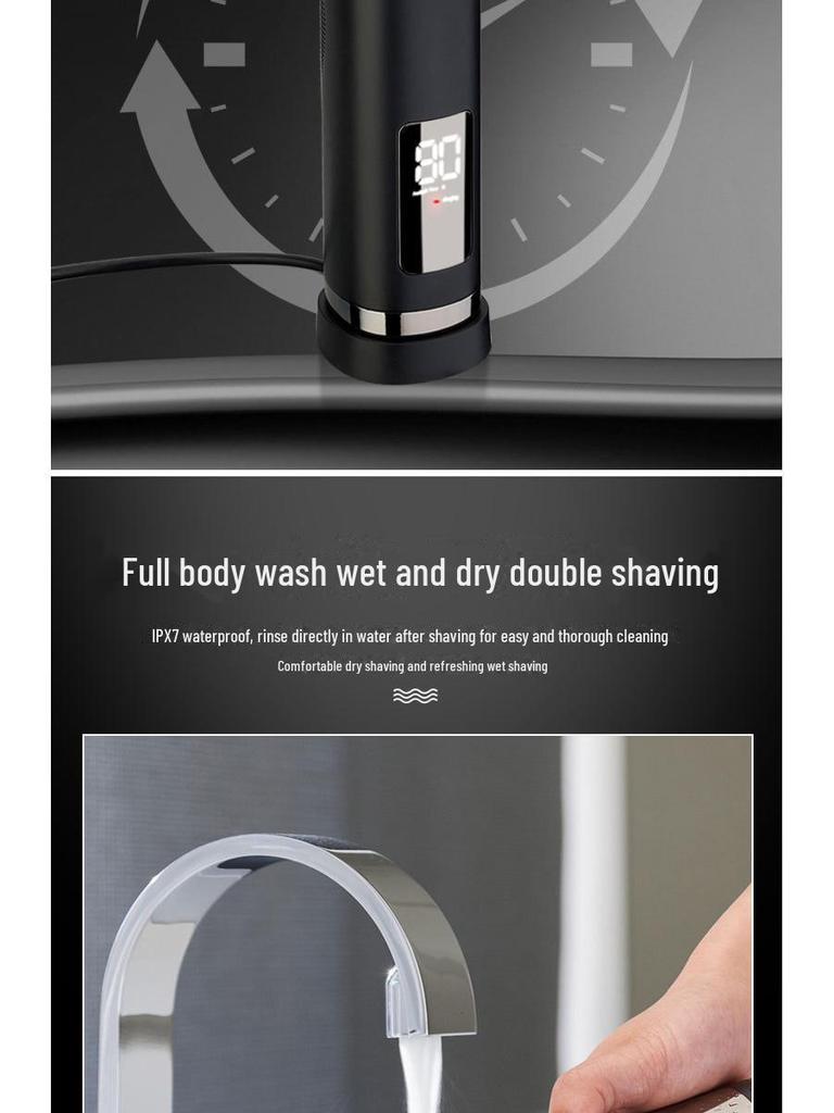 Rechargeable 3-in-1 Waterproof Electric Shaver: Beard Trimmer, Hair Clipper & Nose Trimmer Set