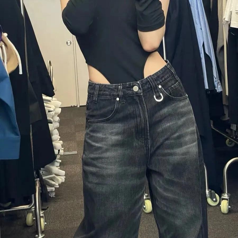 Vintage Black Wide Leg Jeans Women Oversized High Street Korean Fashion Baggy Denim Trousers Grunge Female Hip Hop