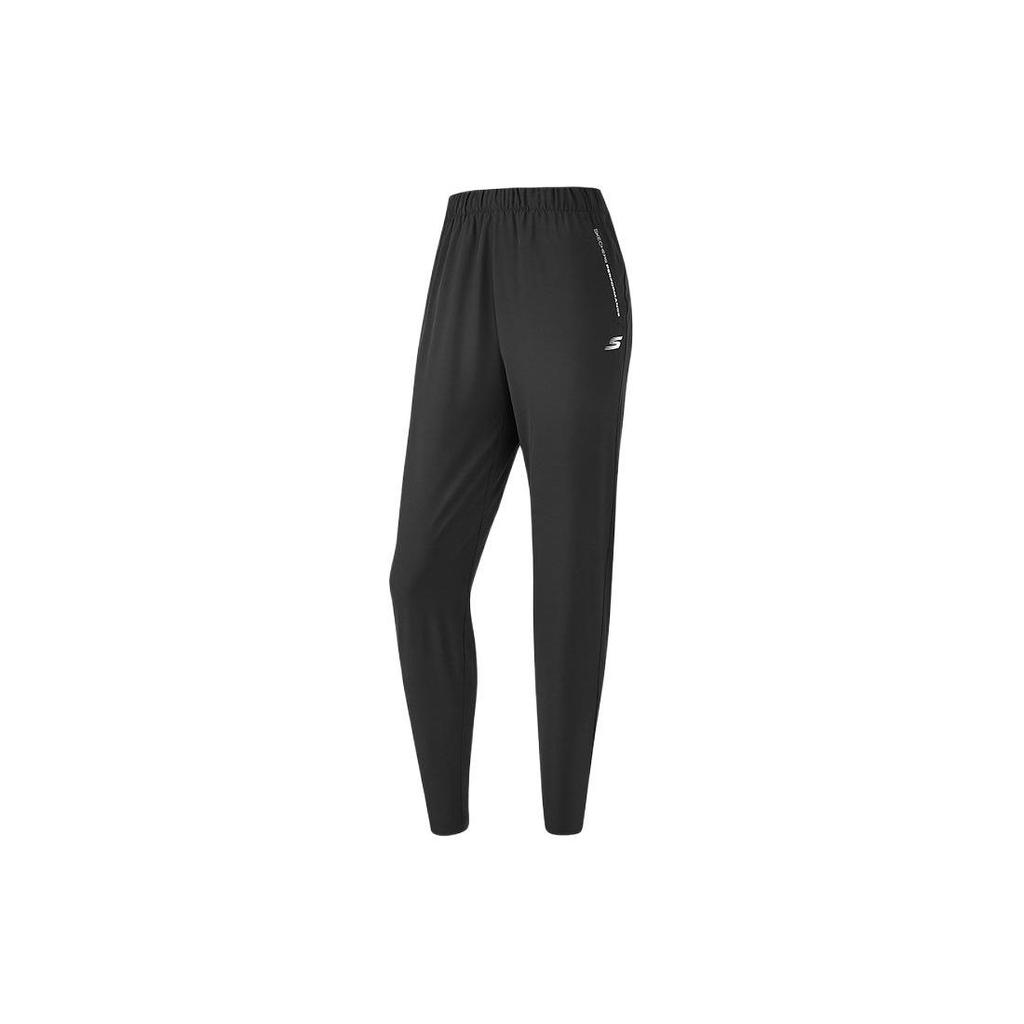 Skechers Solid Color Mid-Rise Breathable Running Knit Sports Pants Women bottoms Carbon-Black P223W101-0018