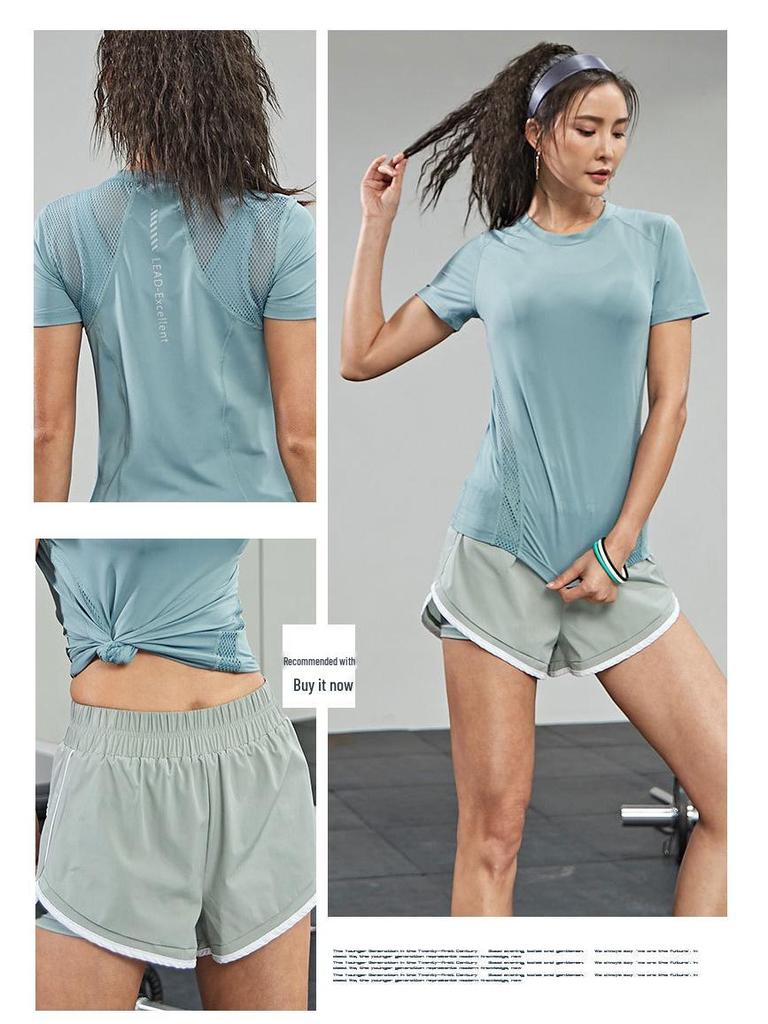 Women's Quick-dry Slim Fit Running T-shirt – High Stretch, Breathable Mesh Sports Top for Fitness & Yoga