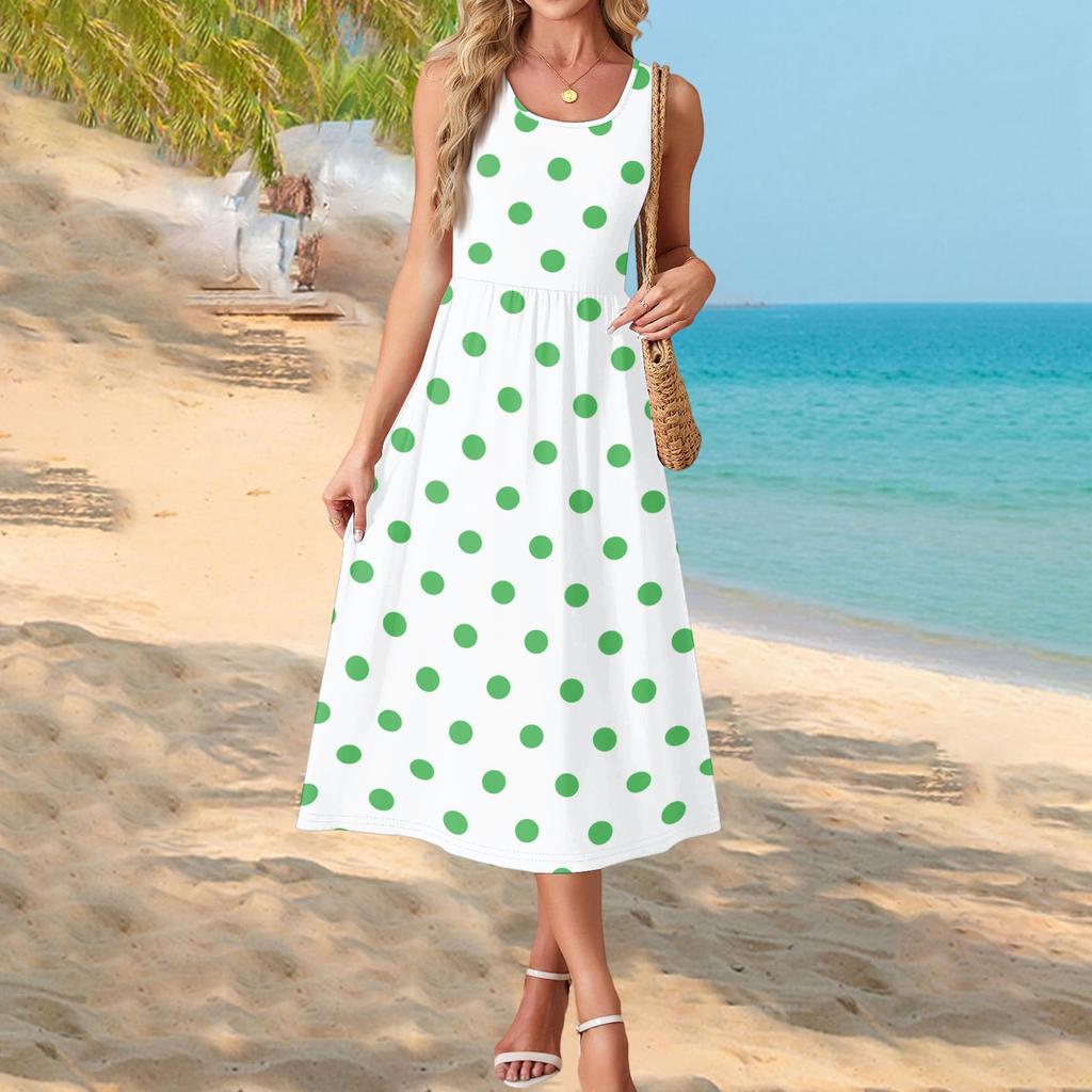 Modisches Damen-Sommerkleid, elegante Freizeitkleidung, Strandurlaub-Sonnenrock mit Taschen