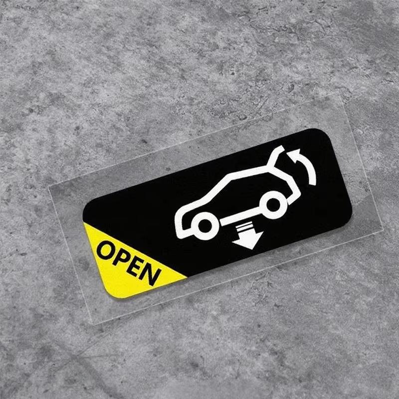 Personalized Car Trunk Auto Opening Prompt Sticker Electric Vehicle Warning Decal Waterproof Car Accessories Decoration