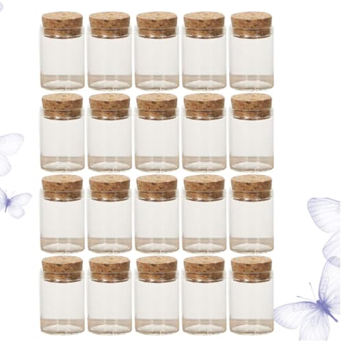 HOOTNEE 20pcs Small Glass Bottles with Cork Tea Storage Jars Mini Bottles Party Supplies Glass Wish Jars
