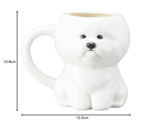 Cute Die-Cut Bichon Frise Mug, Animal Design, Dog, Approx. 340ml