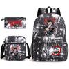 Demon Slayer Anime Print School Backpack Set 3Pcs Include Backpack Shoulder Bag Pencil Case for Boys Girls Students
