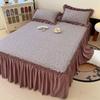 3pcs Bedding Simple Flower Bed Skirt With Pillowcases Wedding Bedspread Bed Sheet Mattress Cover Full Twin Queen King Bedsheets
