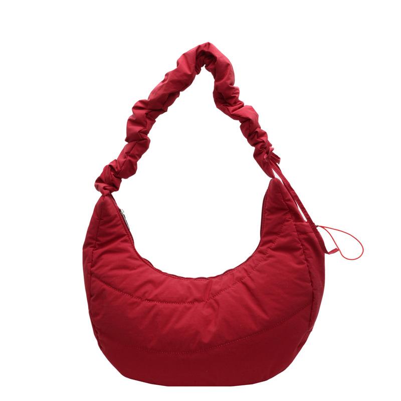 Winter pleated down bag women's new trendy fashion college style tote bag casual large capacity saddle bag