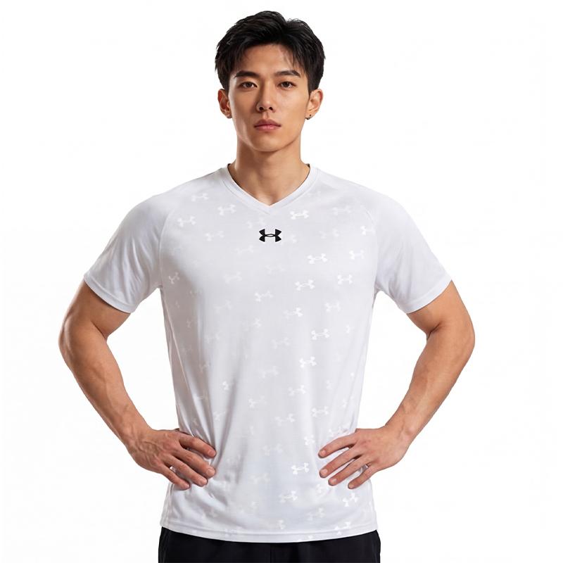 Under Armour Logo Lässig Atmungsaktiv Fußball Training Match Gestricktes T-Shirt Unisex Oberteile Weiß 21500531-100