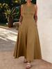 2026 Sleeveless Solid Color Maxi Dress - Elegant & Breezy European & American Style Summer Wear for Women