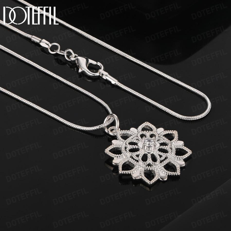 

Серебряный кулон-ожерелье 925 пробы с фианитом AAA в виде цветка Модные украшения 45CM