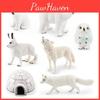 Realistic 7 Piece Arctic Animals Set Including White Fox Owl White Rabbit Polar Bear And White Wolf For Decorative Display
