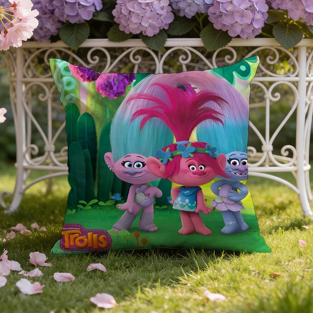 Anime T-TrollsS Cartoon Cushion Cover Home & Car Dual-Scene Pillow Cover: Reversible for Premium Comfort