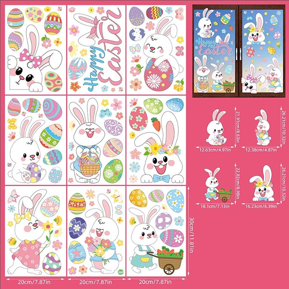 Self Adhesive Easter Egg Stickers Electrostatic Sticky Colorful Door Window Stickers DIY Easter Bunny Glass Window Sticker