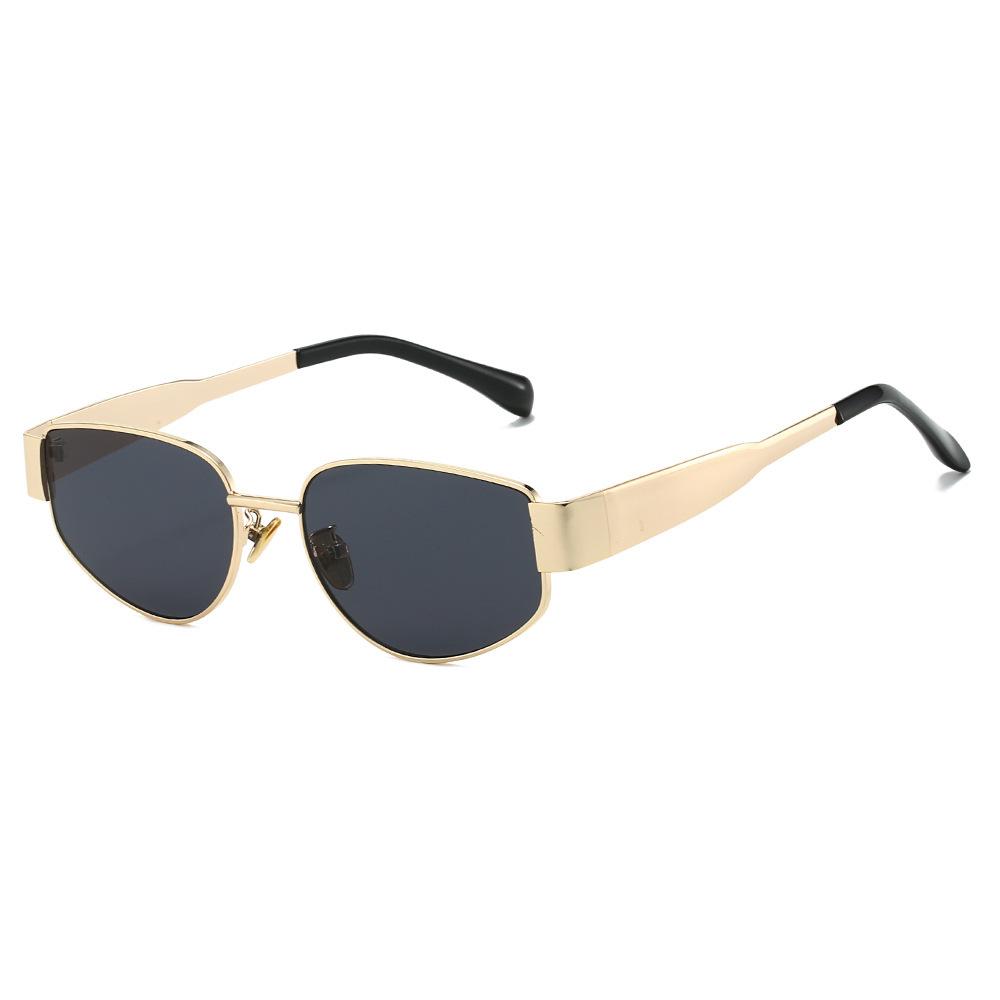 Metal Sunglasses Small Frame Wide Thick Legs Oval Foreign Trade Sunglasses High Fashion Thin Sunshade Glasses