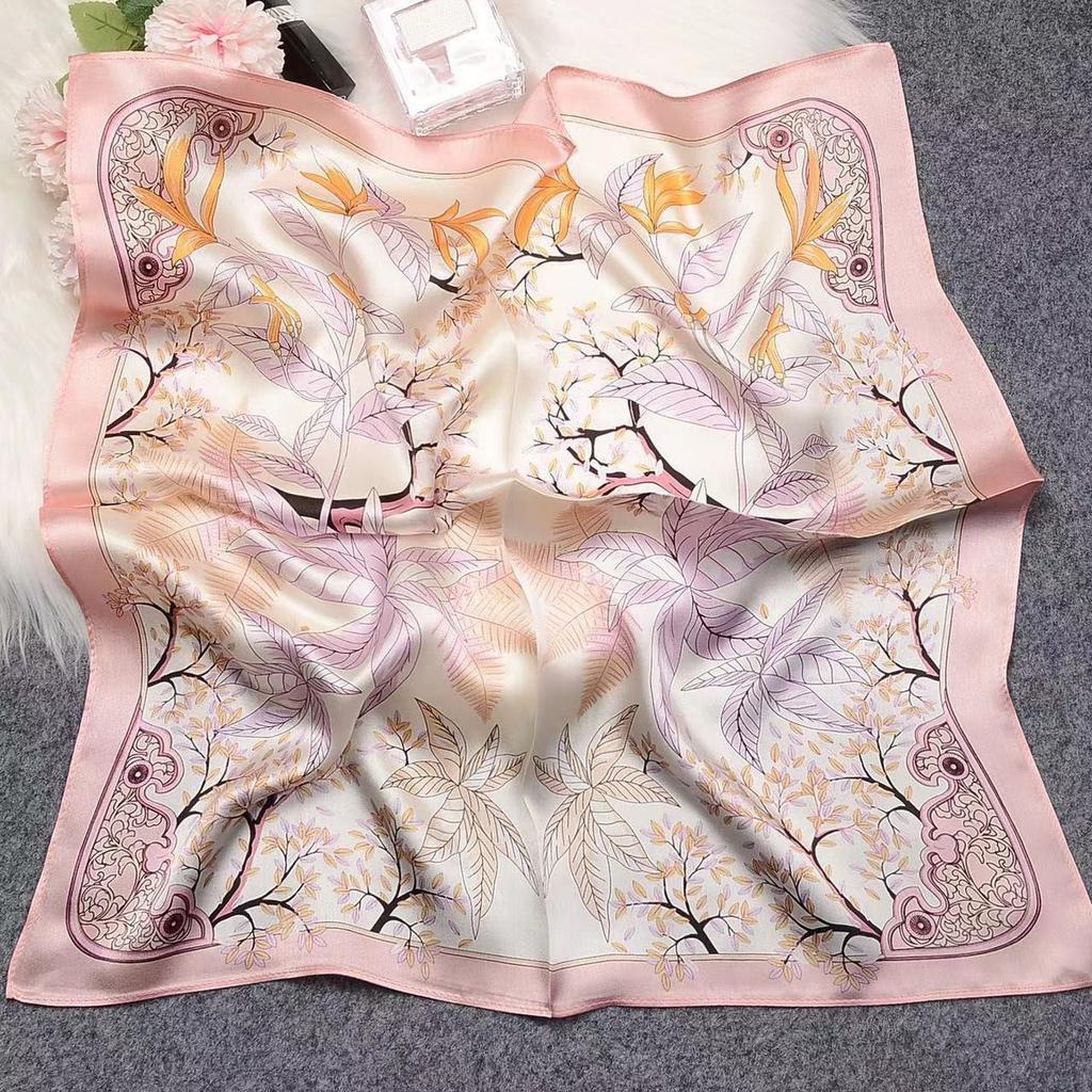 Luxury Satin Print Silk Scarf Square Women Streamer Neck Scarves Wrap Head Kerchief Beach Hair Band For Woman Bandana Summer