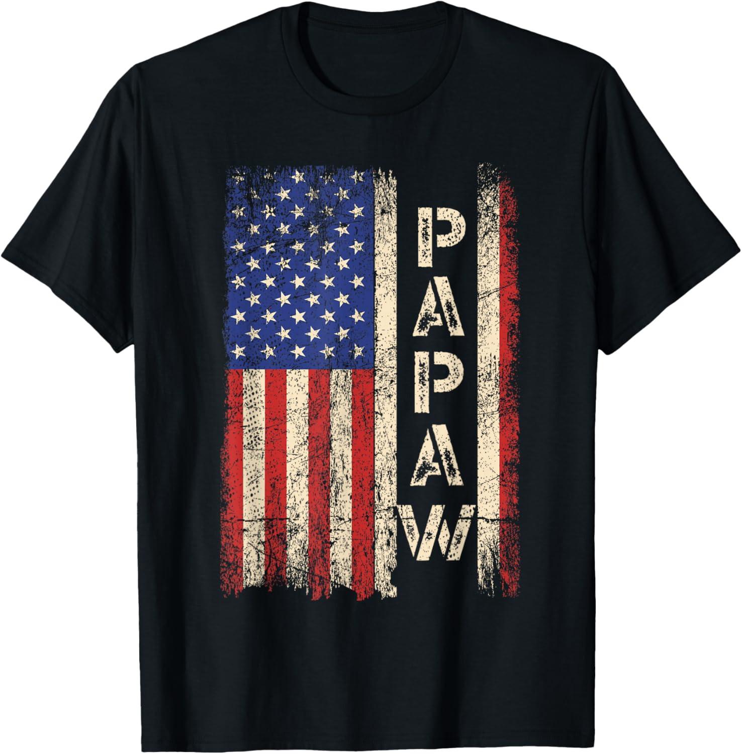 Papaw Grandpa US American Flag Shirt Grandfather Day T Shirt S разноцветный