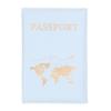 Passport Cover Plain Skin PU Passport Cover World Pattern Protection Cover Credit Card Holder ID Card Wallet
