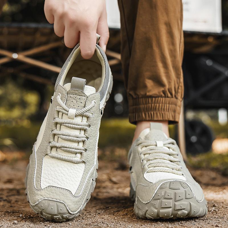 Handmade Split Leather Men's Casual Shoes Outdoor Off-road Running Shoes Anti Slip and Comfortable Men's Running Shoes