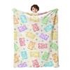 Bear Gummy Candy Cartoon Digital-printed Polyester Bedroom Velvet Flannel Soft Sofa Cover Blanket Fleece Sofa Cover Blankets