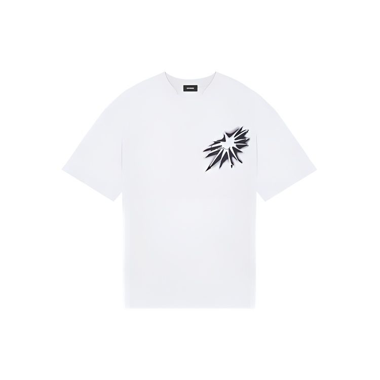 We11done Ss22 Star Pattern Printed Rhinestone Logo Short Sleeve T-Shirt Unisex Tops White WD-TT1-22-626-U-WH