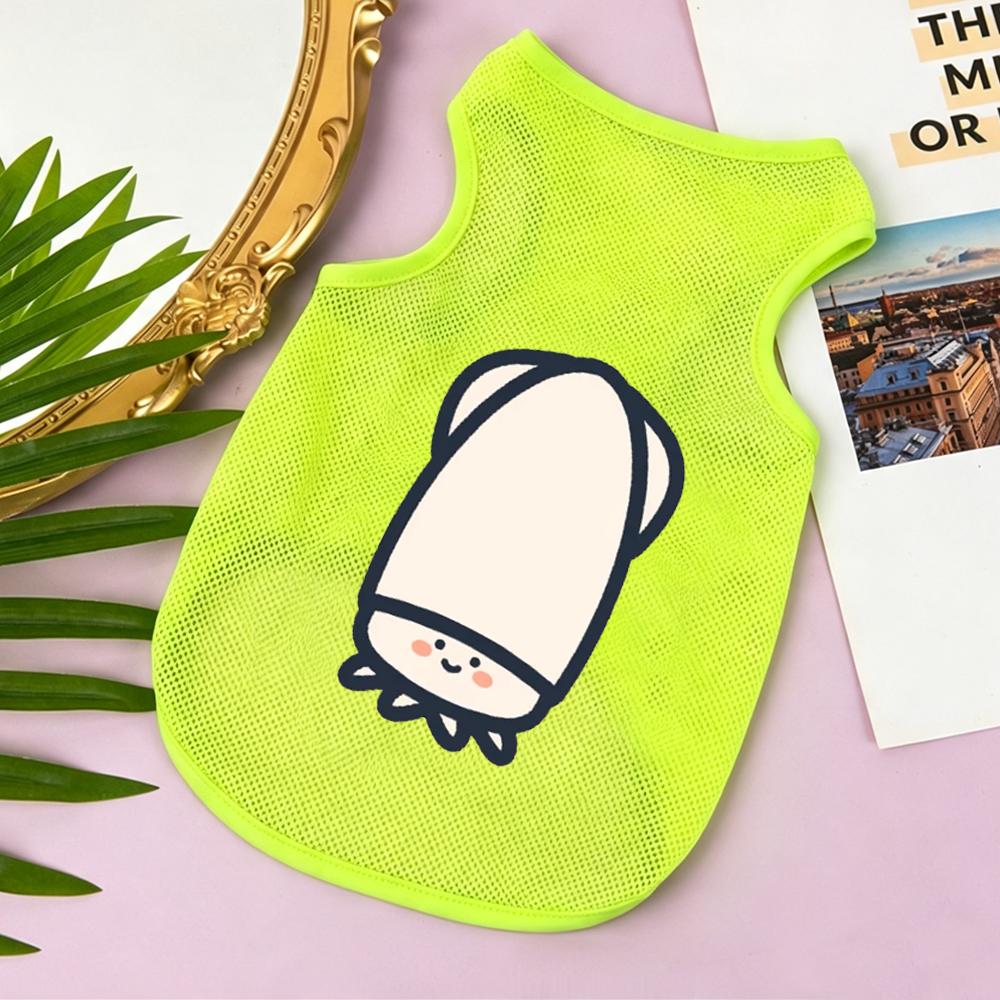 1 Pc Summer Breathable Mesh Dog Vest Cute Cartoon Marine Animal Prints Sleeveless T-Shirt Suitable For Small Pet Daily Wear