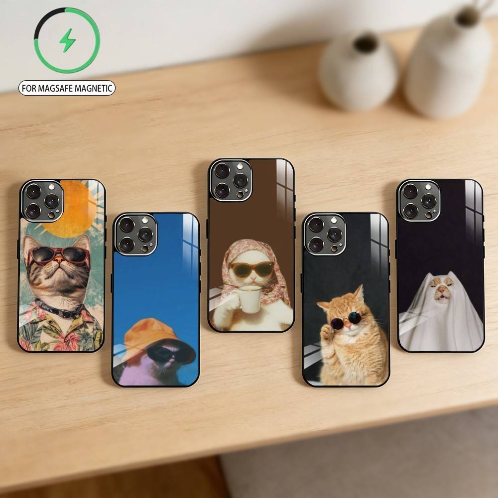 C- Cat Pet Phone Case For iPhone 17 16 15 14 13 12 Pro Max Plus for Mirror Wireless Magnetic Cover