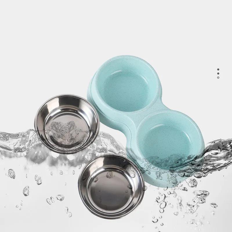 Dog Bowls Double Dog Water and Food Bowls Puppy Stainless Steel Bowls with Non-Slip Resin Station Pet Feeder Bowls for Dogs Cats