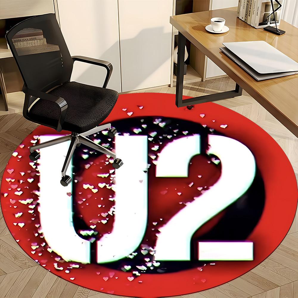 1pc U2 Music Band Chair Carpet for Office, Indoor Non-Slip Polyester Fiber Carpet,  Machine Washable, Durable Construction Yy251205150