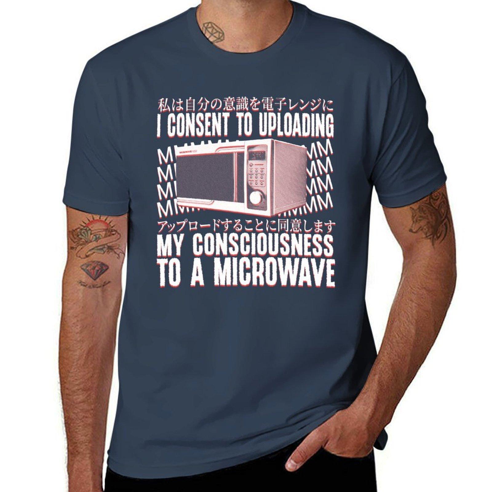 I consent Microwave Consciousness TShirt Basic Crew Neck Short Sleeve Top S