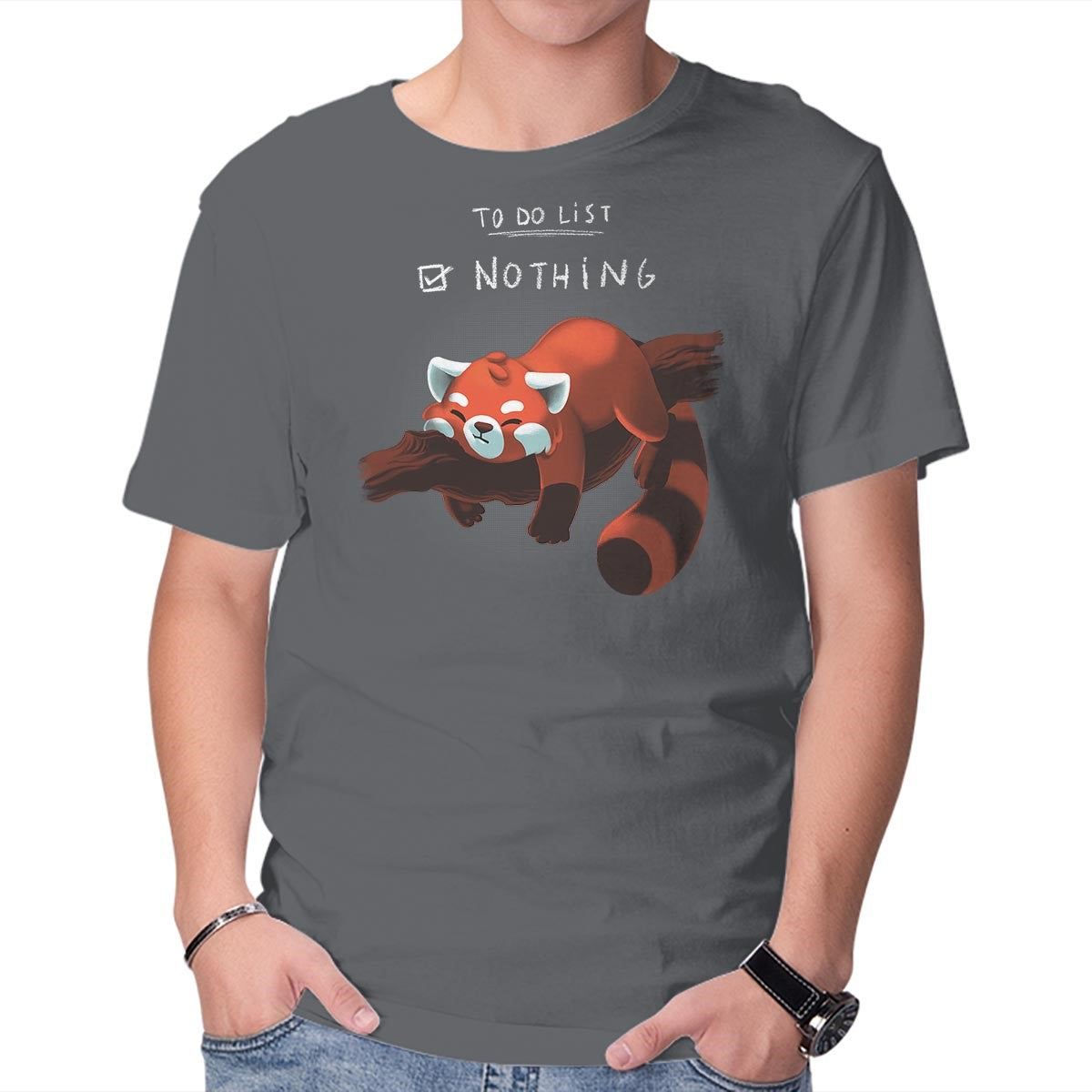 Unisex Crew Neck T-Shirt Red Panda Day Graphic Short Sleeve Casual Tee M
