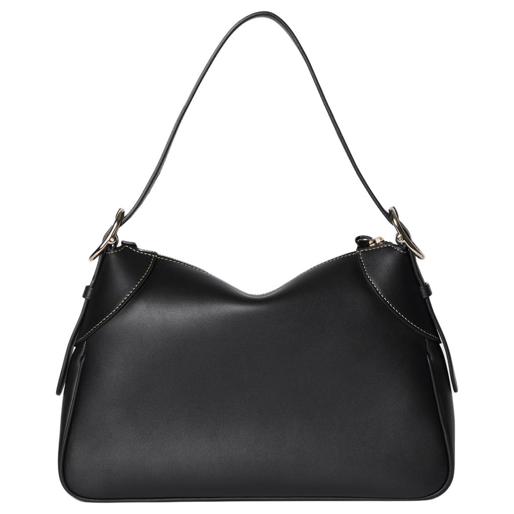Gucci GG Emblem Logo Zip Closure Leather Underarm Handbag Medium Women Handbags Black 815216-AAEC2-1000