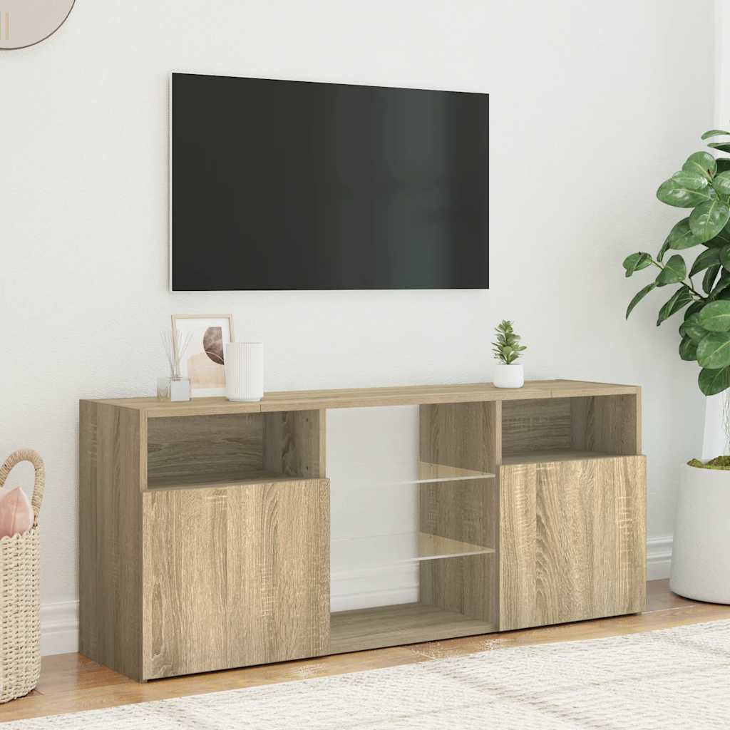 Vidaxl Szafka Tv Z Oświetleniem Led, Dąb Sonoma, 120X30X50 Cm
