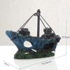 Fishing Boat Wreckag Retro Aquarium Fish Tank Landscape Wreck Ship Decoration Hollow Cave Mini Resin Boat Ornament Accessories